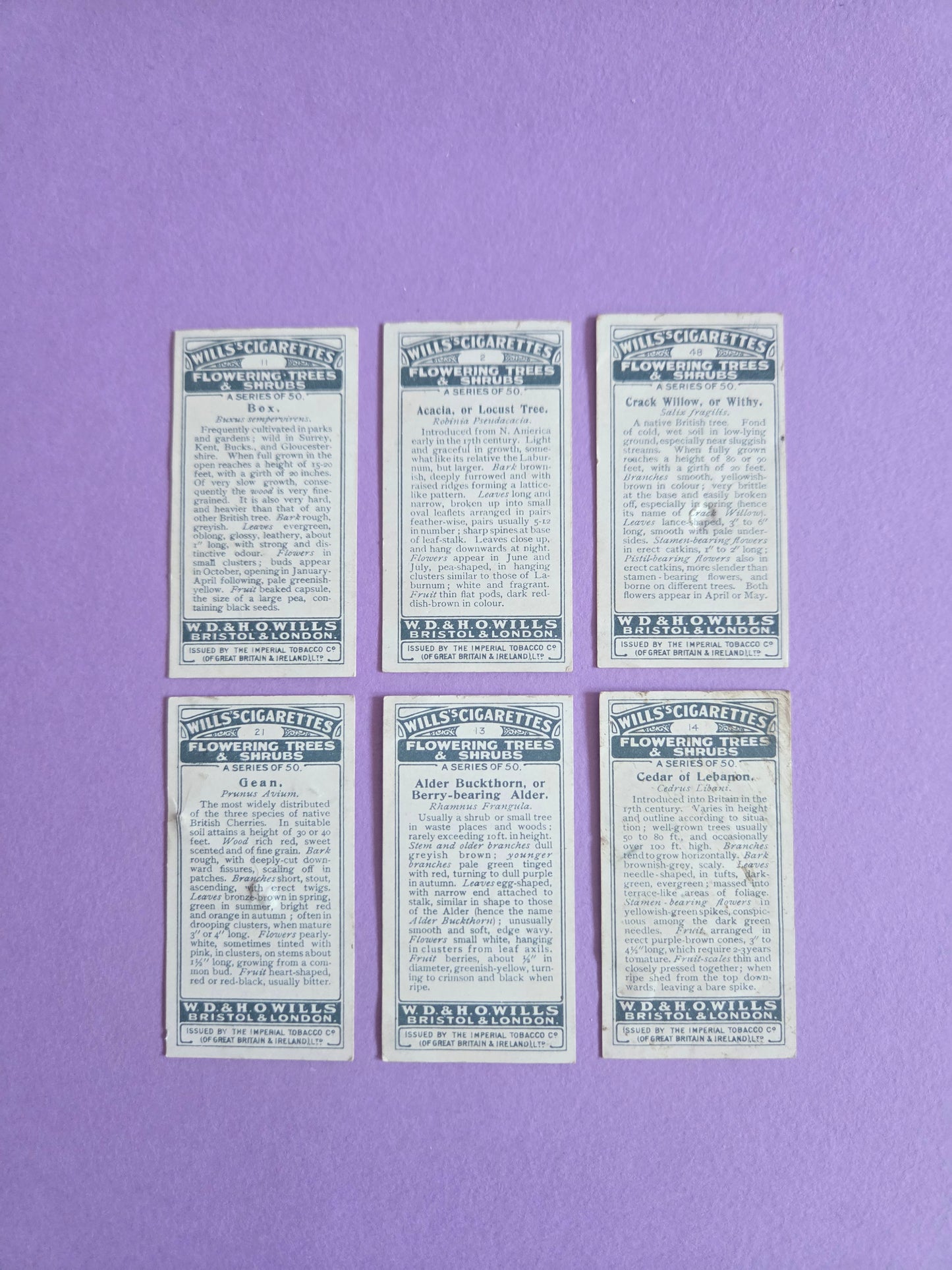 Vintage Flowering Trees & Shrubs Cigarette Tea Cards Bundle 2 – Botanical Ephemera for Junk Journals & Scrapbooks