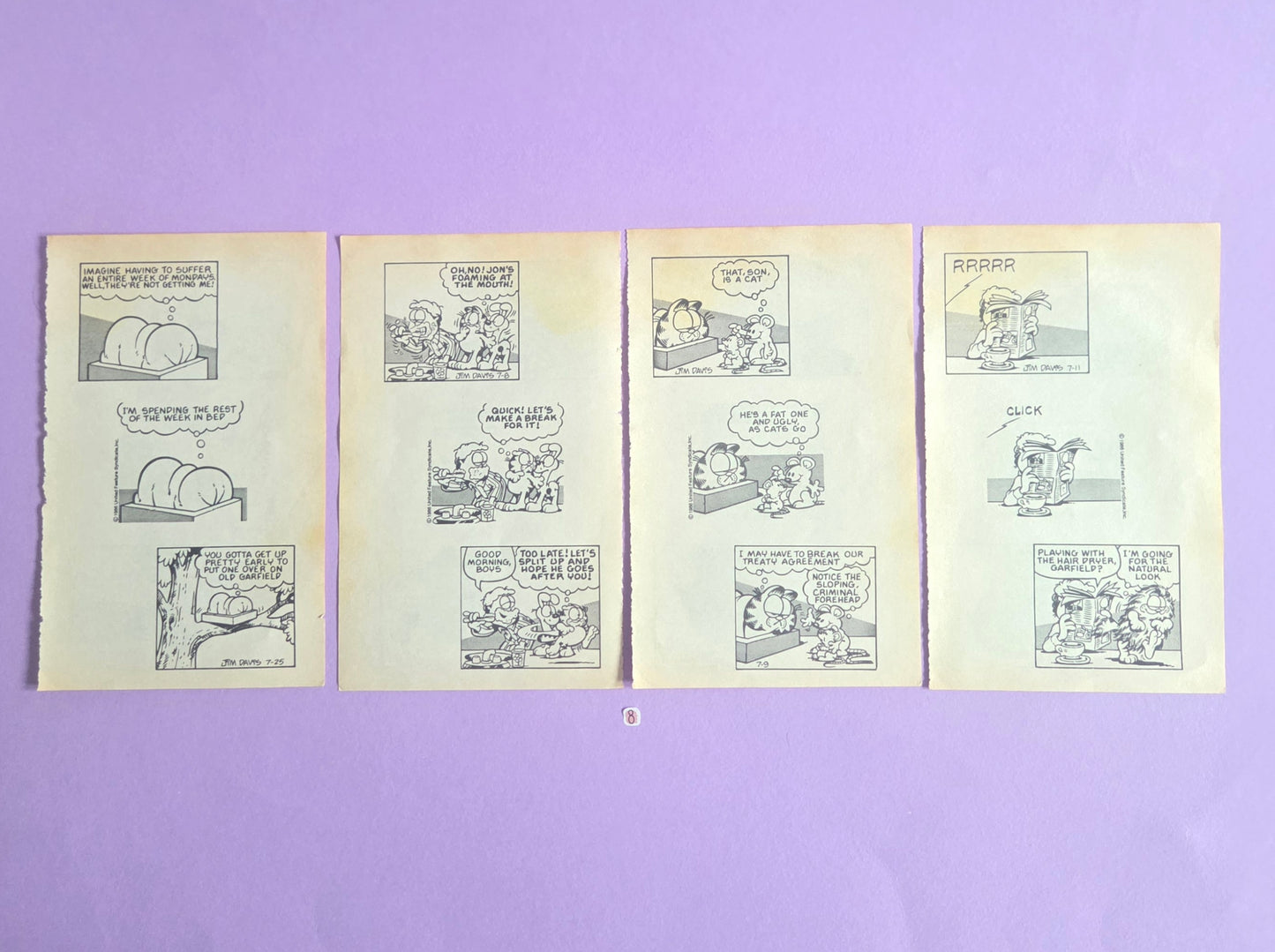 Vintage Garfield Torn Page Ephemera NO. 8 (4 pages)| Double-Sided Comic Book Pages for Junk Journals & Scrapbooking | Limited Edition