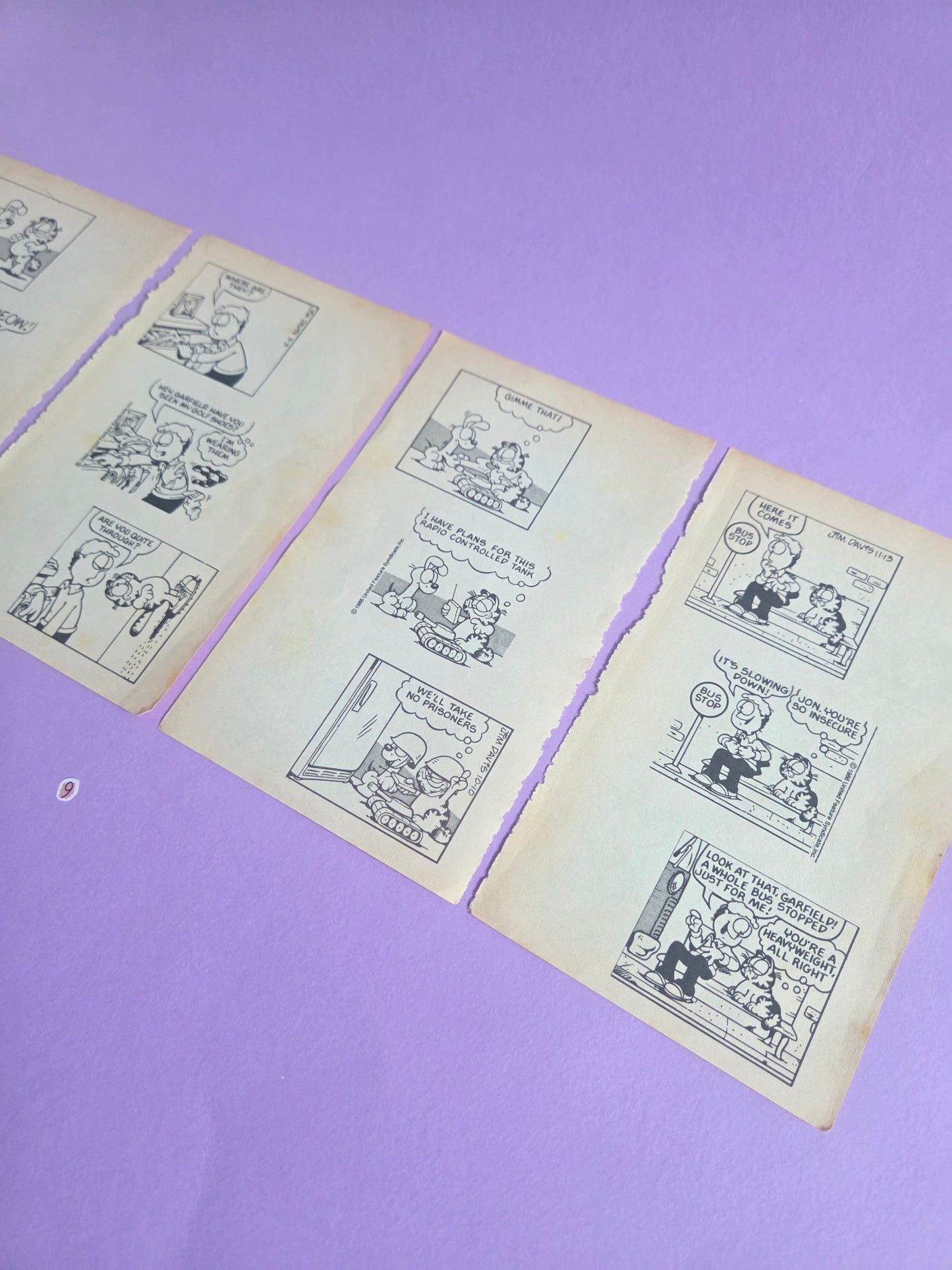 Vintage Garfield Torn Page Ephemera NO. 9 (4 pages)| Double-Sided Comic Book Pages for Junk Journals & Scrapbooking | Limited Edition