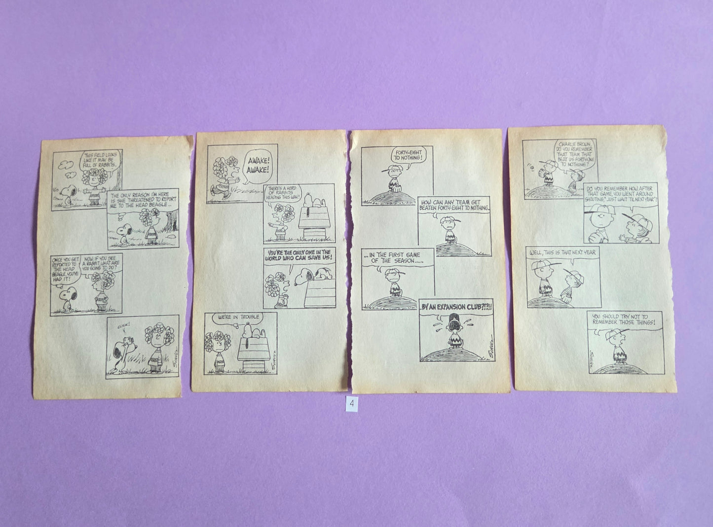 Vintage Snoopy Torn Page Ephemera Set (Set 4) 4 PAGES | Repurposed Comic Book Pages for Junk Journals & Scrapbooking | Limited Edition
