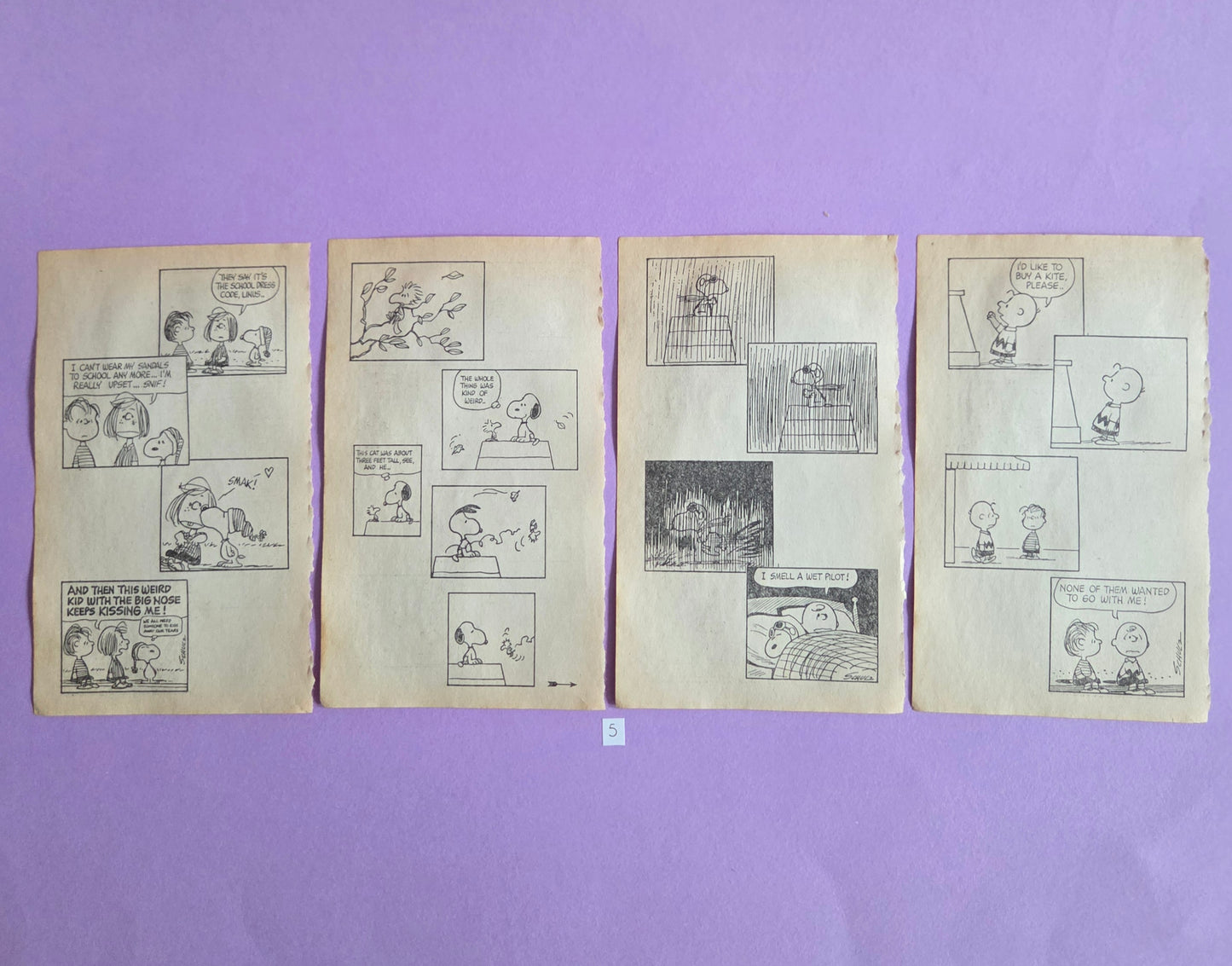 Vintage Snoopy Torn Page Ephemera Set (Set 5) 4 PAGES | Repurposed Comic Book Pages for Junk Journals & Scrapbooking | Limited Edition