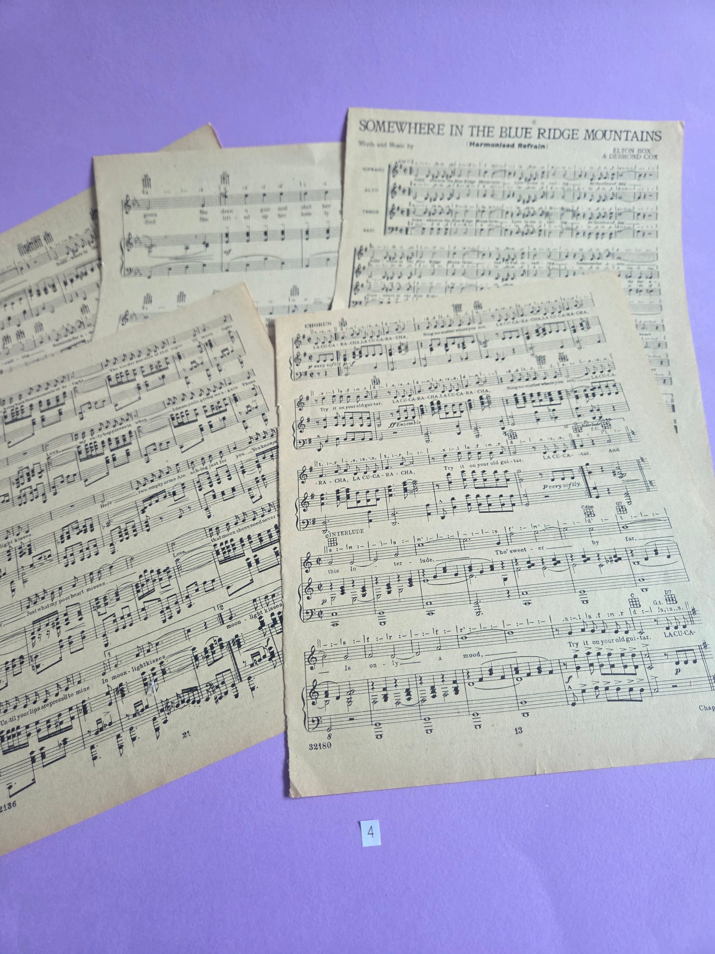 Set of 5 Large Vintage Music Sheets Ephemera Bundle – Authentic Hymn & Sheet Music Pages | Antique Paper for Junk Journals, Scrapbooking, Collage & Craft Projects | Limited Edition (SET 4)