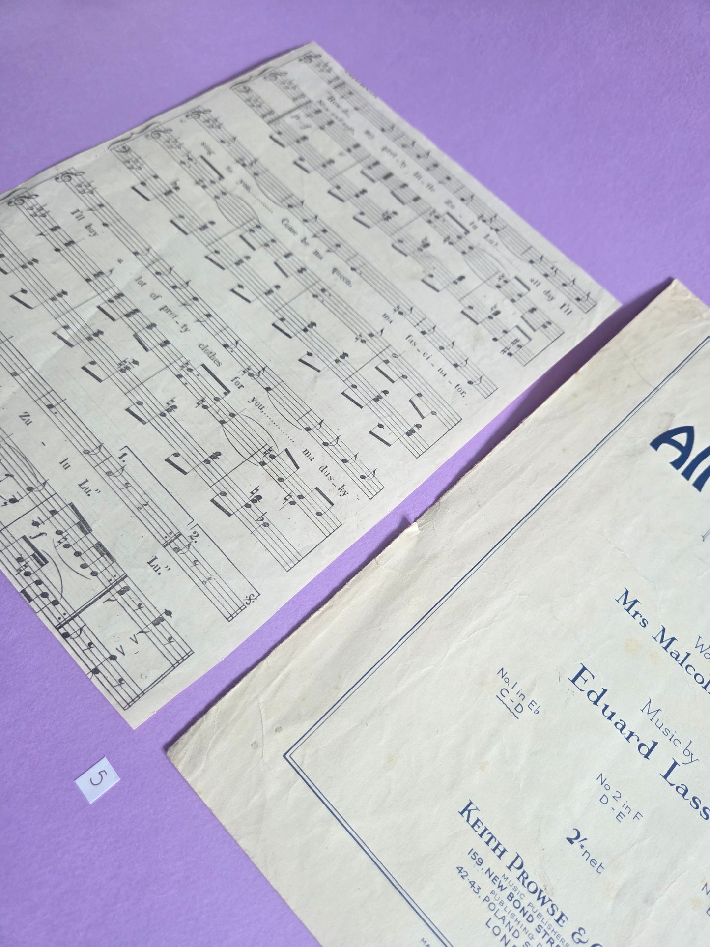 Set of 2 Large Vintage Music Sheets Ephemera Bundle – Authentic Hymn & Sheet Music Pages | Antique Paper for Junk Journals, Scrapbooking, Collage & Craft Projects | Limited Edition (SET 5)
