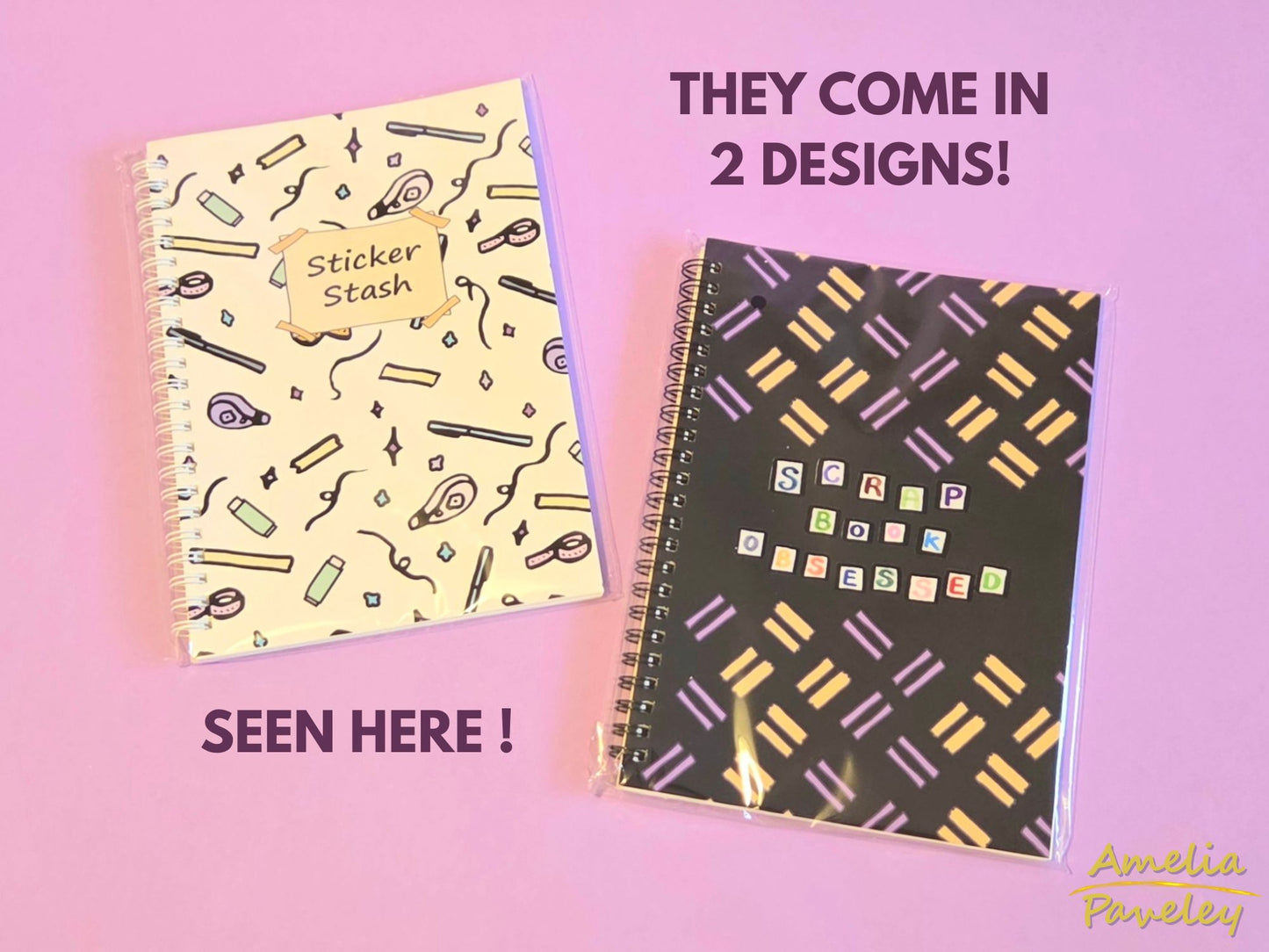 A5 "Scrapbook Obsessed" Reusable Sticker Book – 50 Page Wax Release Paper Album for Organising Stickers | Spiral Sticker Storage Notebook