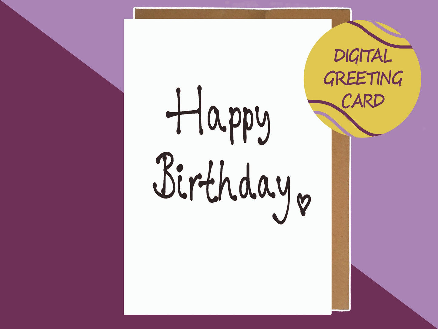 Minimalist Happy Birthday Digital Card – Handwritten Printable Greeting, Instant Download, Modern Birthday eCard, Simple Birthday Card