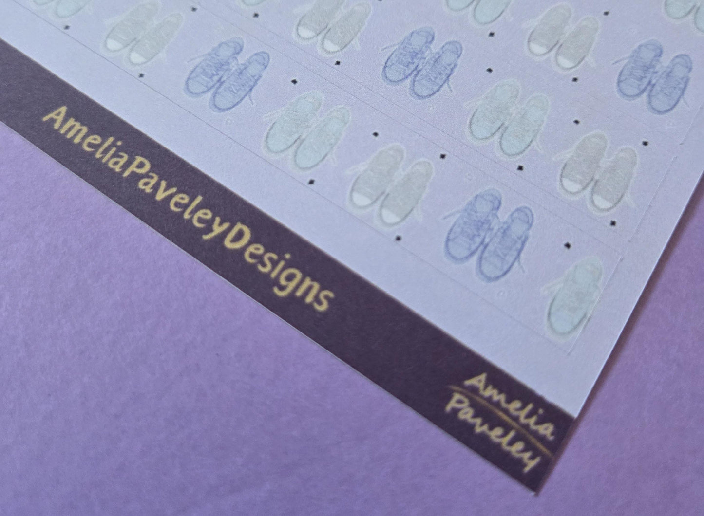 Girly Trainers Washi Tape Pattern Strips Sticker Sheet, pink converse, shoes washi, decorative girl stickers