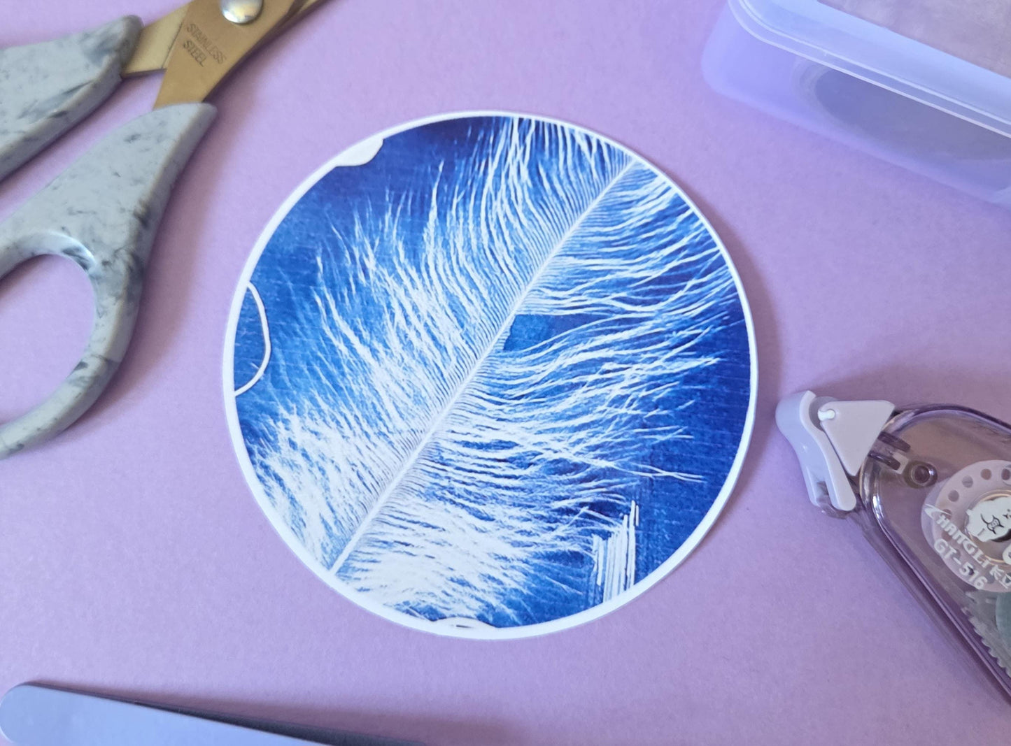 Blue Feather Die Cut Sticker – Mystical Nature Vinyl Sticker for Journals, Scrapbooking, Spiritual Gifts, Boho Aesthetic, Laptop or Water Bo