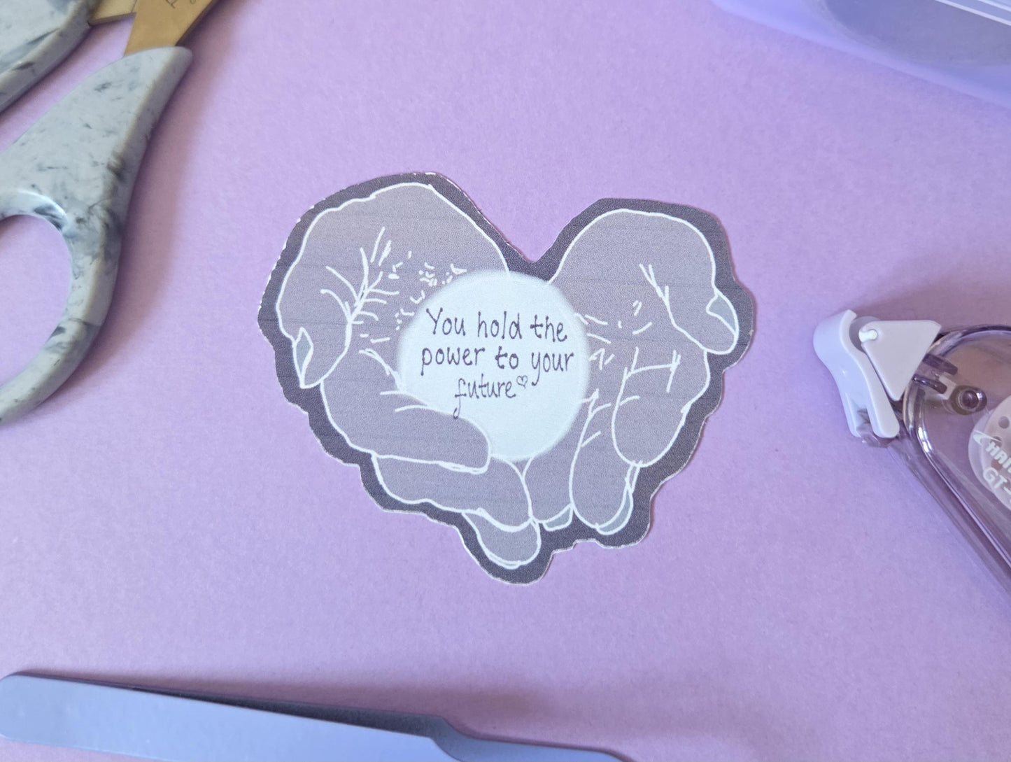 You Hold the Power to Your Future Hands Sticker – Motivational Die Cut Vinyl, Positive Affirmation Hand Art, Cute Inspirational Decal