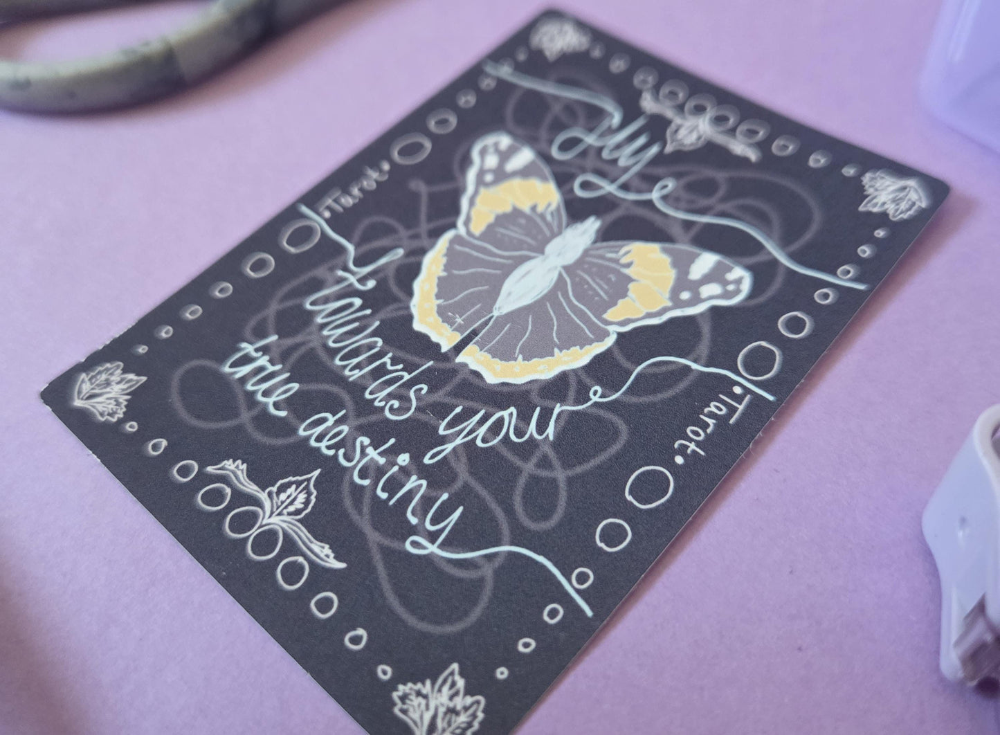 Butterfly Tarot Die Cut Sticker – Spiritual Quote, 'Fly Towards Your True Destiny', Witchy Aesthetic, Scrapbooking & Journaling Decor