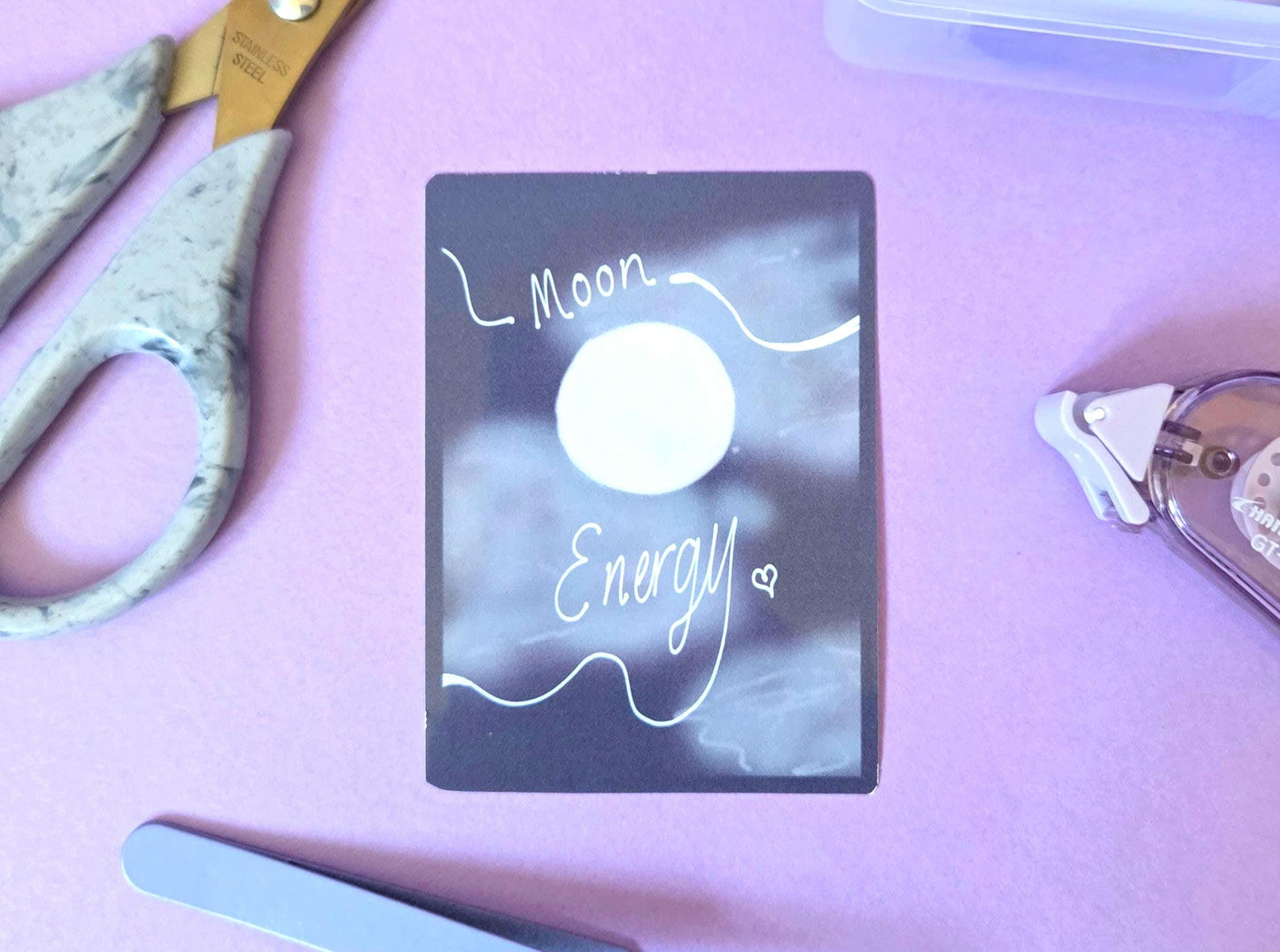 Moon Energy Die Cut Sticker – Mystical Lunar Vinyl Sticker, Witchy Aesthetic, Full Moon Vibes, Spiritual Journaling & Scrapbooking Decor