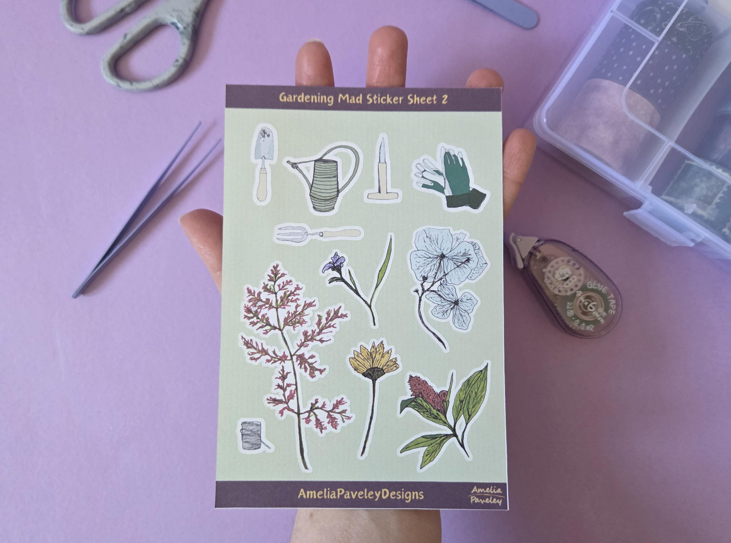 Gardening Plants Matte Sticker Sheet: Hand-Drawn Botanical Stickers