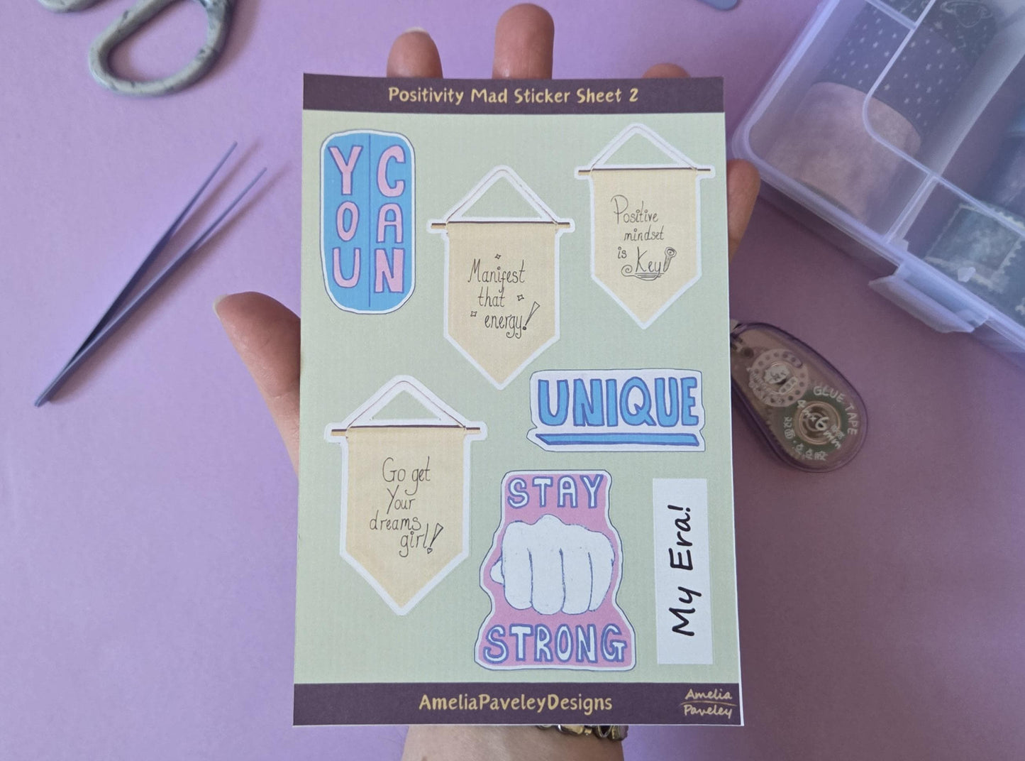 Positivity Sticker Sheet: Self Care, Inspirational Stickers
