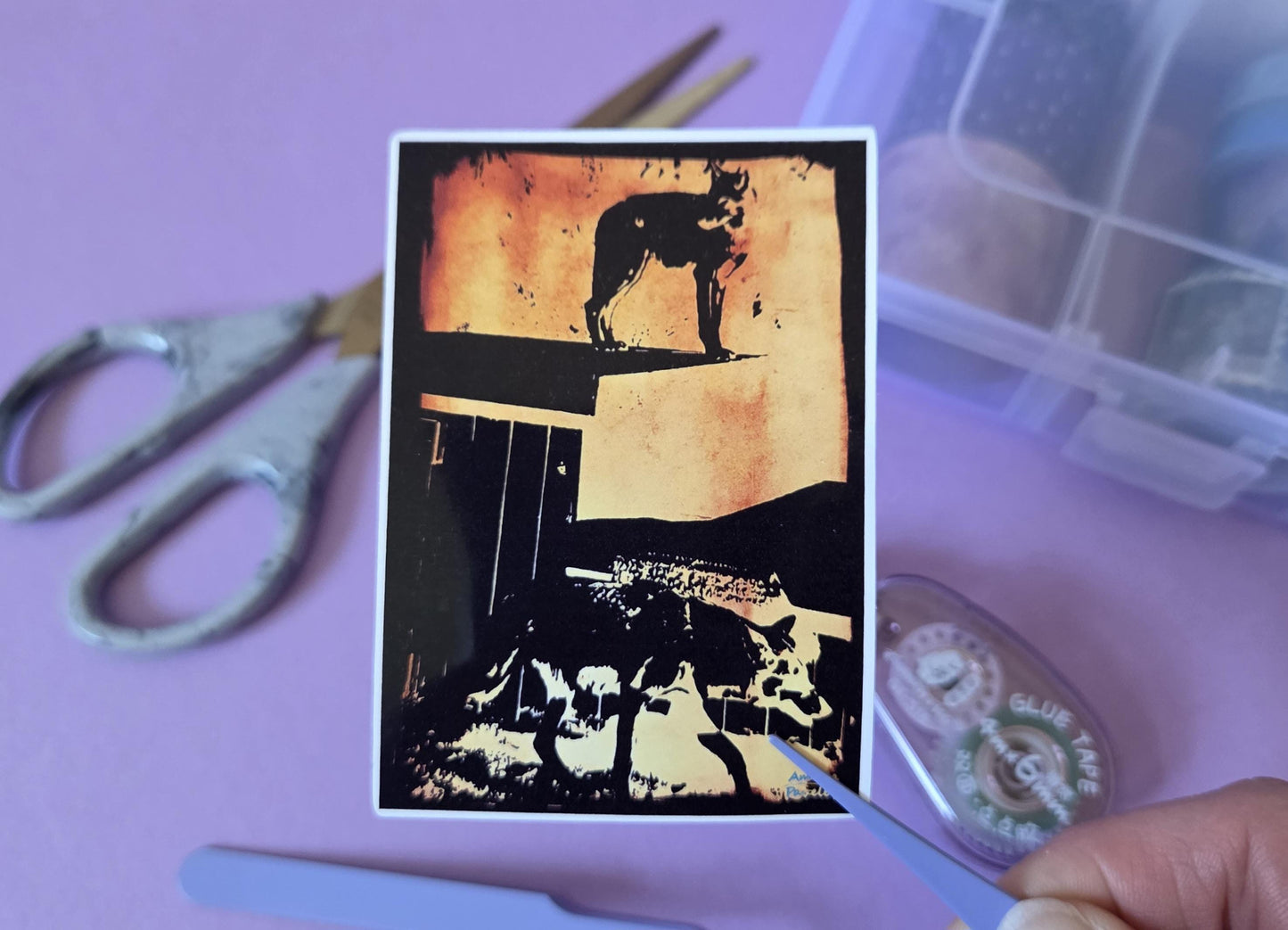 Grunge Wolf Sticker – Die Cut Wilderness Animal Decal, Dark Forest Aesthetic Laptop Sticker, Gothic Outdoor Art, Indie Individual Sticker