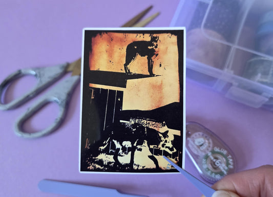 Grunge Wolf Sticker – Die Cut Wilderness Animal Decal, Dark Forest Aesthetic Laptop Sticker, Gothic Outdoor Art, Indie Individual Sticker