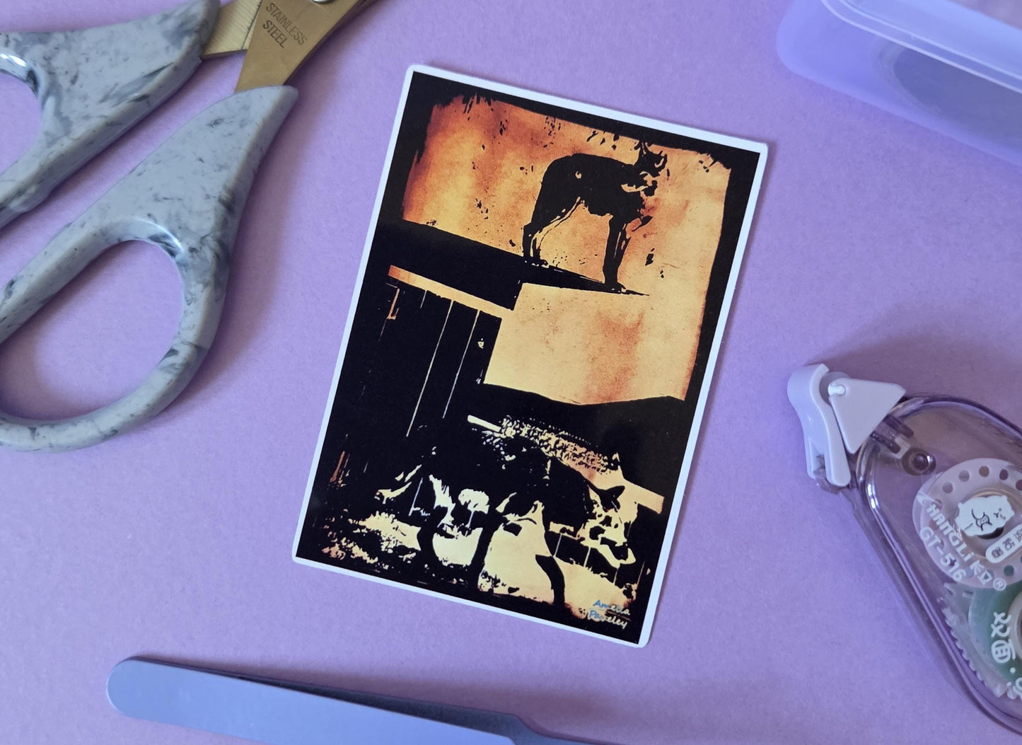 Grunge Wolf Sticker – Die Cut Wilderness Animal Decal, Dark Forest Aesthetic Laptop Sticker, Gothic Outdoor Art, Indie Individual Sticker