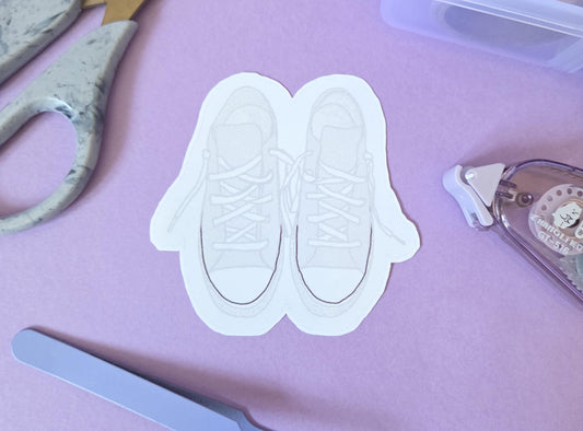 Sneaker Sticker – Aesthetic Die Cut Converse Style Shoes, Vinyl Decal for Laptop, Journal, Water Bottle, Minimalist Teenager Trainers
