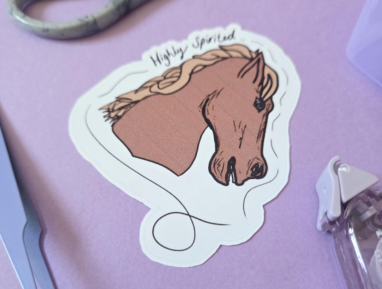 Highly Spirited Horse Sticker – Die Cut Vinyl Equestrian Sticker, Western Cowgirl Laptop Decal, Horse Lover Gift, Animal Art Sticker