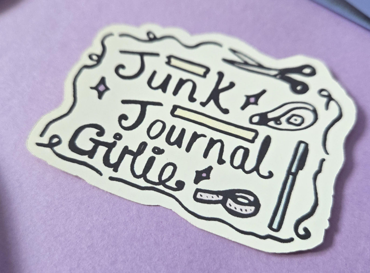 Junk Journal Girlie Sticker – Scrapbook Lover Die Cut Vinyl Sticker, Cute Crafting Journal Sticker, Stationery Gift for Crafters & Planners