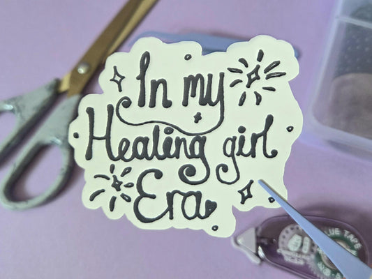 Healing Girl Era Sticker – Motivational Die Cut Vinyl Sticker for Mental Health, Self Love, Journaling, Positive Affirmation
