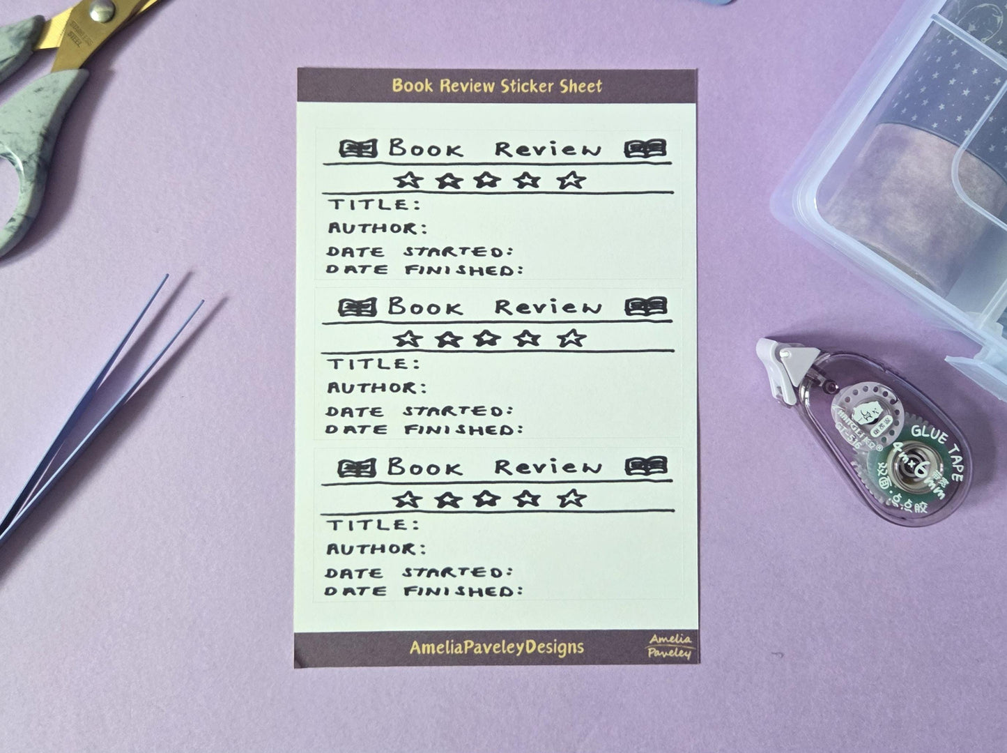 Book Review Sticker Sheet | Reading Tracker Stickers | Planner Stickers for Book Lovers | Journal Stickers | Book Rating Stickers