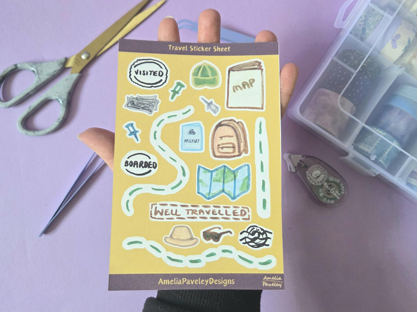 Hand Drawn Travel Sticker Sheet - Junk Journaling Supplies , Adventure Scrapbooking Stickers, Travel Planner Stickers, Holiday Stickers