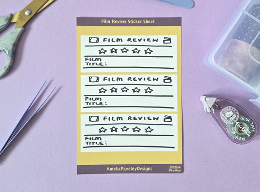 Film Review Sticker Sheet, Junk Journaling, Scrapbook Film Review Stickers, for Film Enthusiasts, Movie tracker