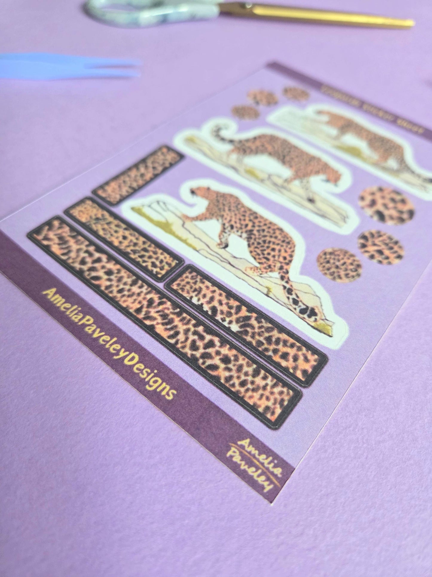 Leopard Sticker Sheet | Animal Print Stickers for Journals, Scrapbooks & Planners | Big Cat Stickers, Safari Aesthetic