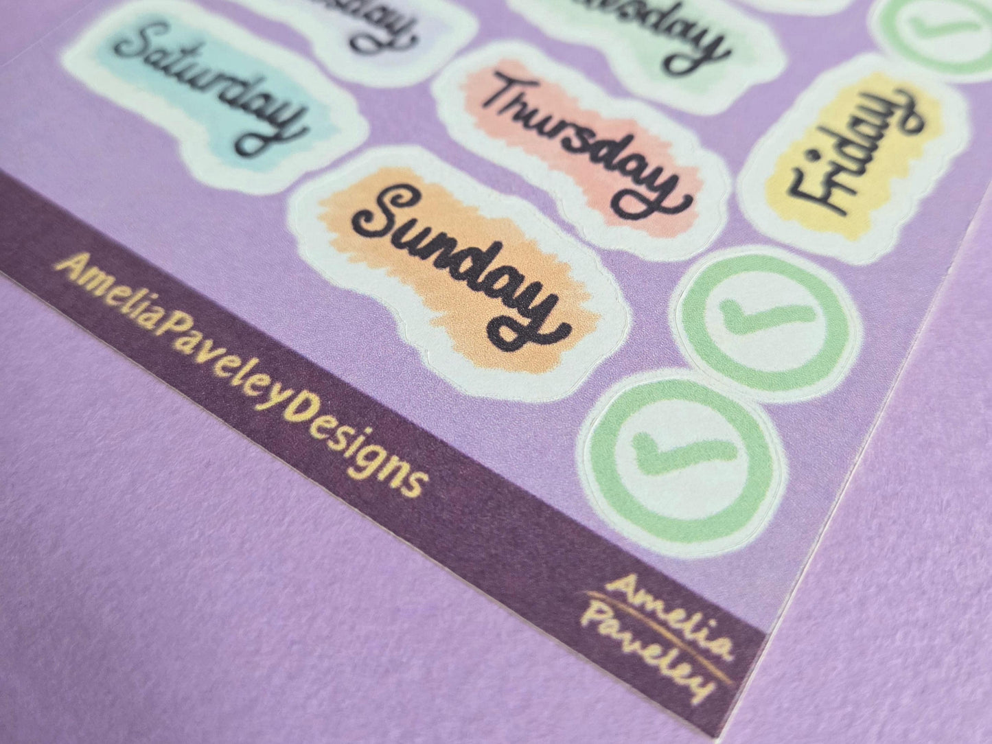 Days of the Week Sticker Sheet | Planner Stickers for Journals & Diaries | Weekly Organisation Stickers
