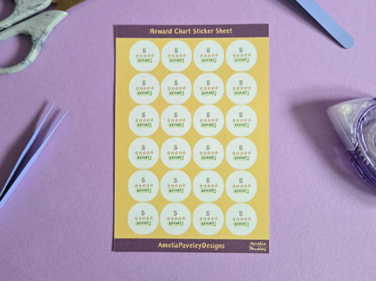 5 Star Effort Reward Stickers | Classroom Reward Chart Stickers for Kids | Positive Behaviour & Achievement Stickers | Star Illustration