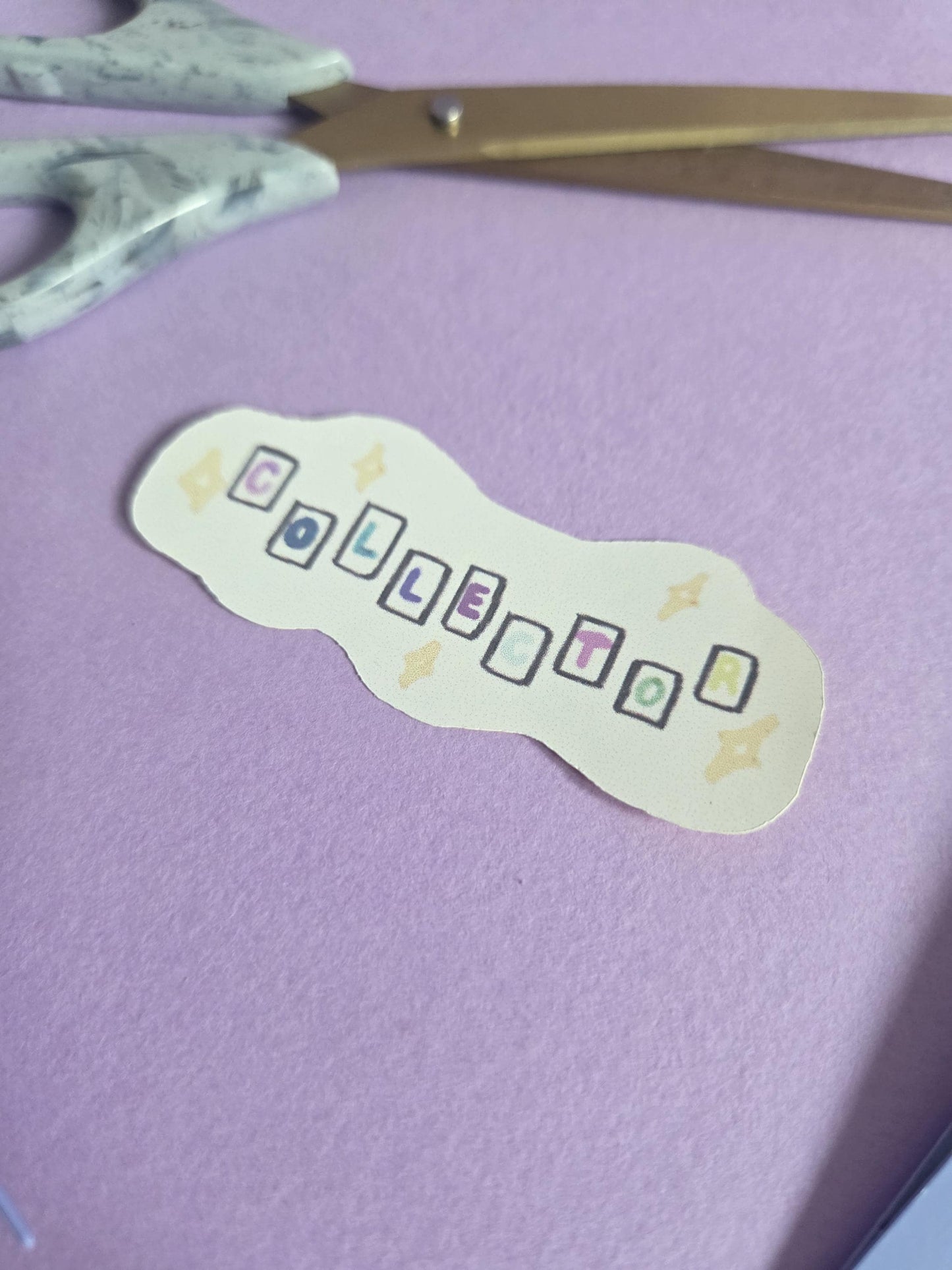 Ransom Letter Style “Collector” Sticker | Colourful Die Cut Glossy Sticker | Handmade Aesthetic Word Sticker for Journals, Scrapbooks
