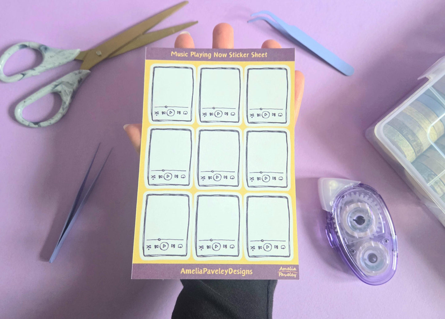 Retro Playlist Planner Stickers | Mini “Playing Now” Sticker Sheet A5, Black & White Matte Stickers for Bullet Journals, Planners Scrapbook