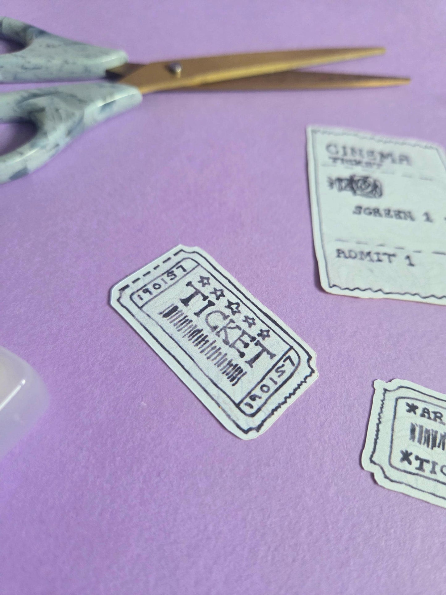 Retro Ticket Stickers | Vintage Cinema, Arcade Ephemera Set