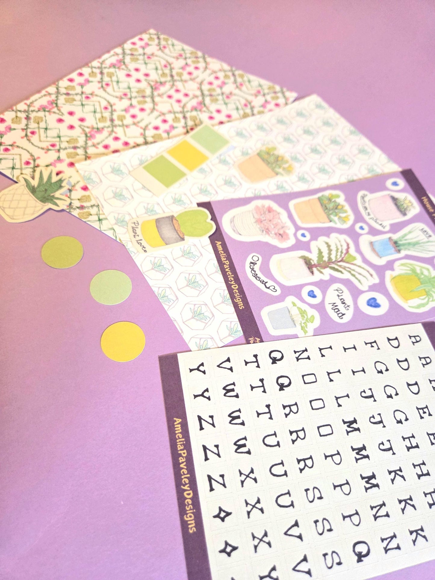 Green Plants Junk Journal Kit | Indoor House Plants Scrapbooking Kit | Botanical Sticker Journal Set | Green Journaling Starter Pack