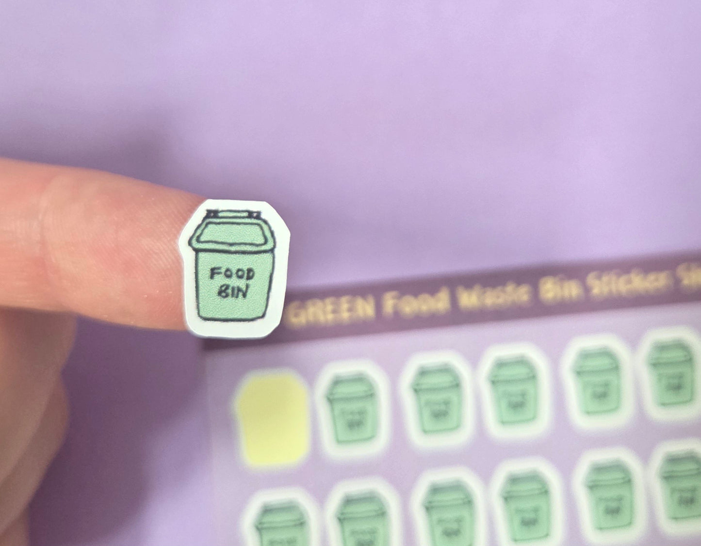 Green Food Waste Bin Planner Stickers – Kitchen Waste Collection Reminder Sheet