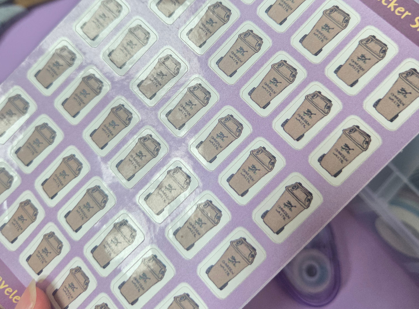 Brown Garden Waste Bin Planner Stickers – Garden Rubbish Collection Reminder Sheet