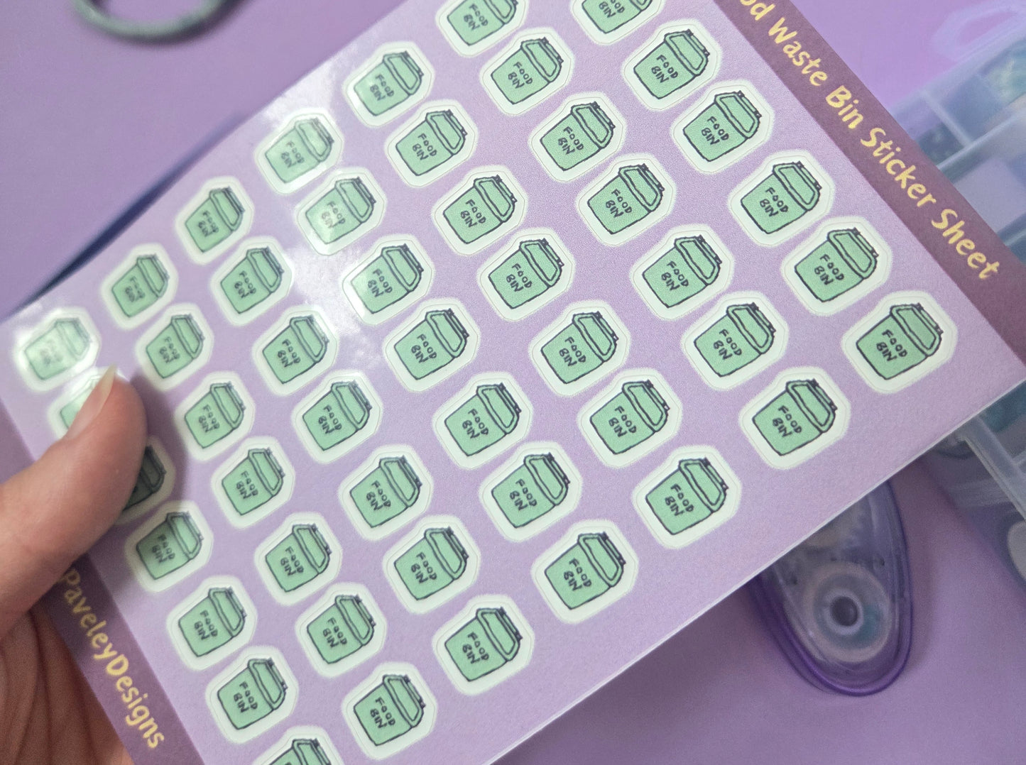 Green Food Waste Bin Planner Stickers – Kitchen Waste Collection Reminder Sheet