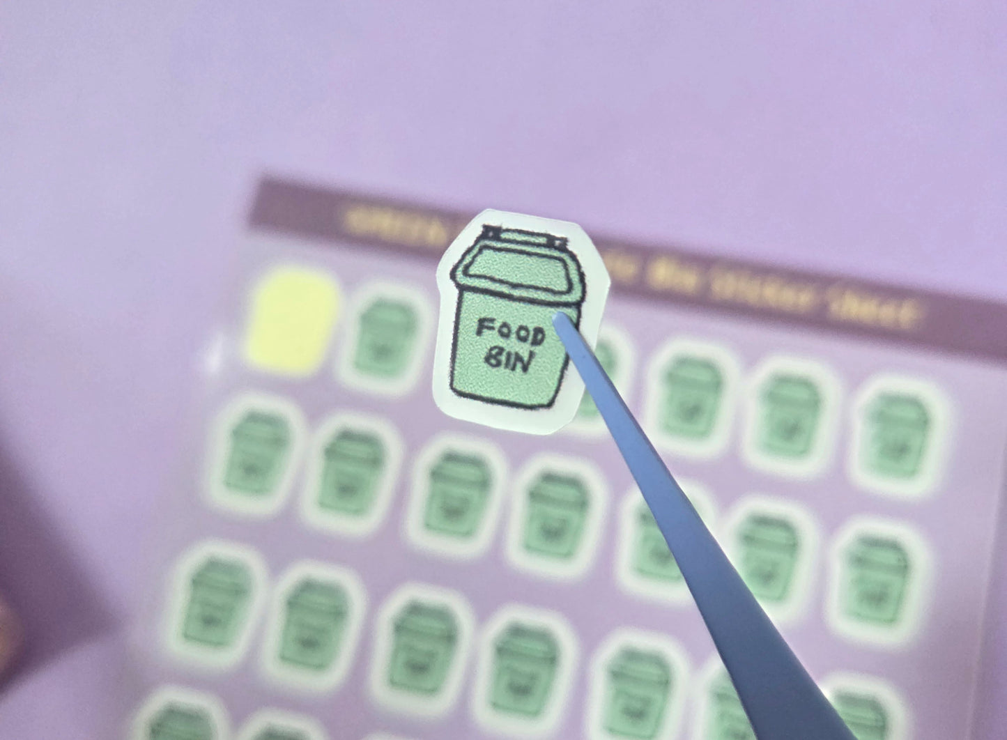 Green Food Waste Bin Planner Stickers – Kitchen Waste Collection Reminder Sheet
