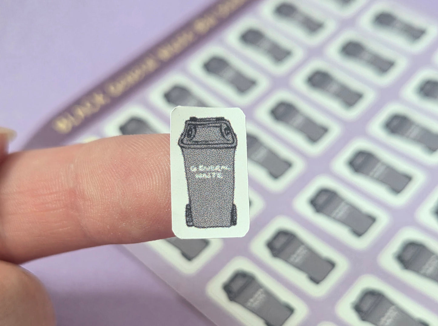 Black General Waste Bin Planner Stickers – Rubbish Collection Reminder Sheet