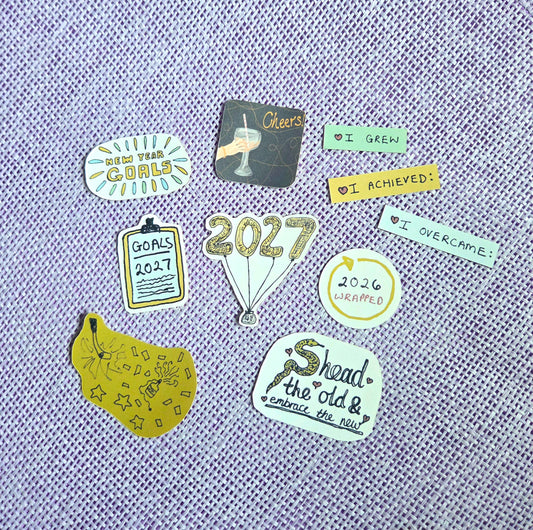 New Year 2027 Matte Sticker Pack | Goals & New Beginnings Journal Stickers