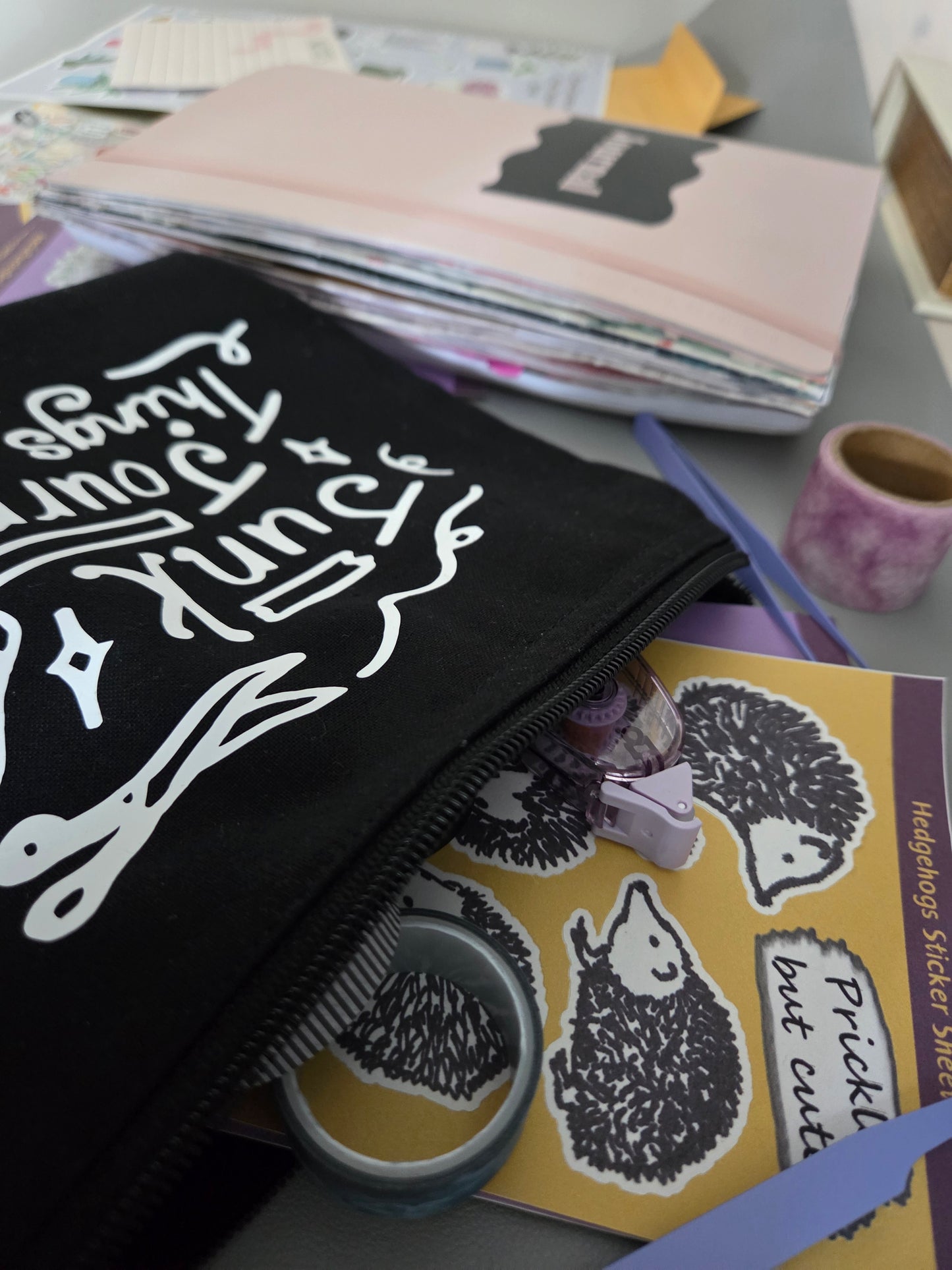 Junk Journal Supplies Cotton Pouch: Zippered Storage Bag Pencil Case