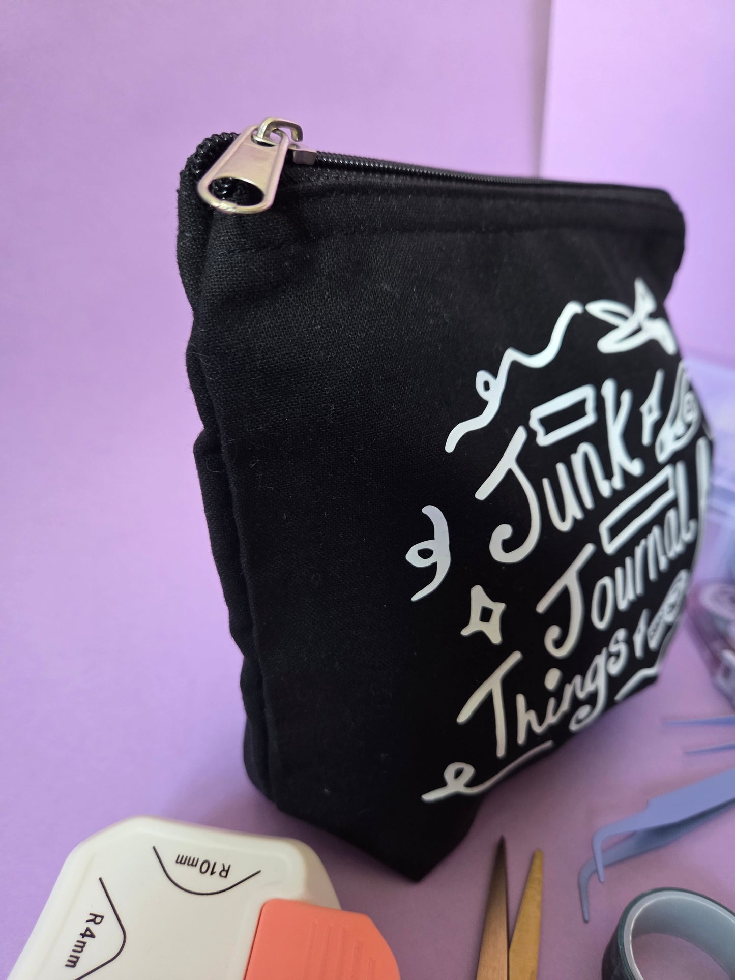 Junk Journal Supplies Cotton Pouch: Zippered Storage Bag Pencil Case