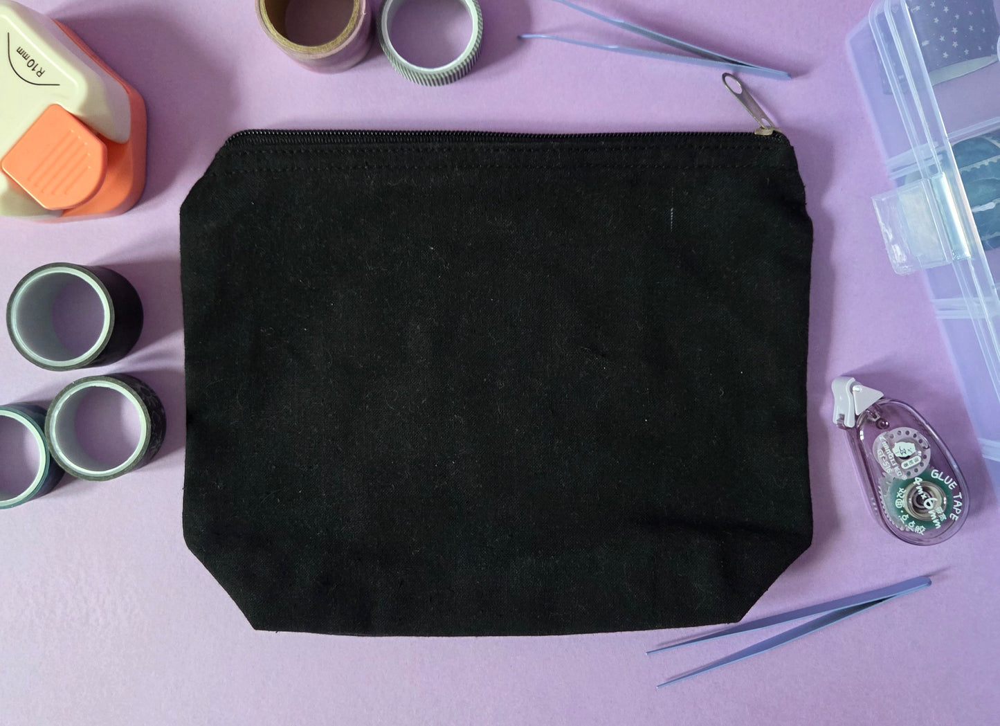 Junk Journal Supplies Cotton Pouch: Zippered Storage Bag Pencil Case