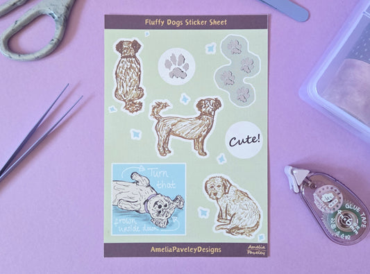 Fluffy Dogs Sticker Sheet: Cavapoo & Cockapoo Sticker Sheet