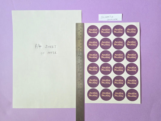 Custom Logo Stickers 37mm - 24 Round Business Stickers, Personalized Circle Labels, Branding Sticker Sheet, Small Business Packaging Labels