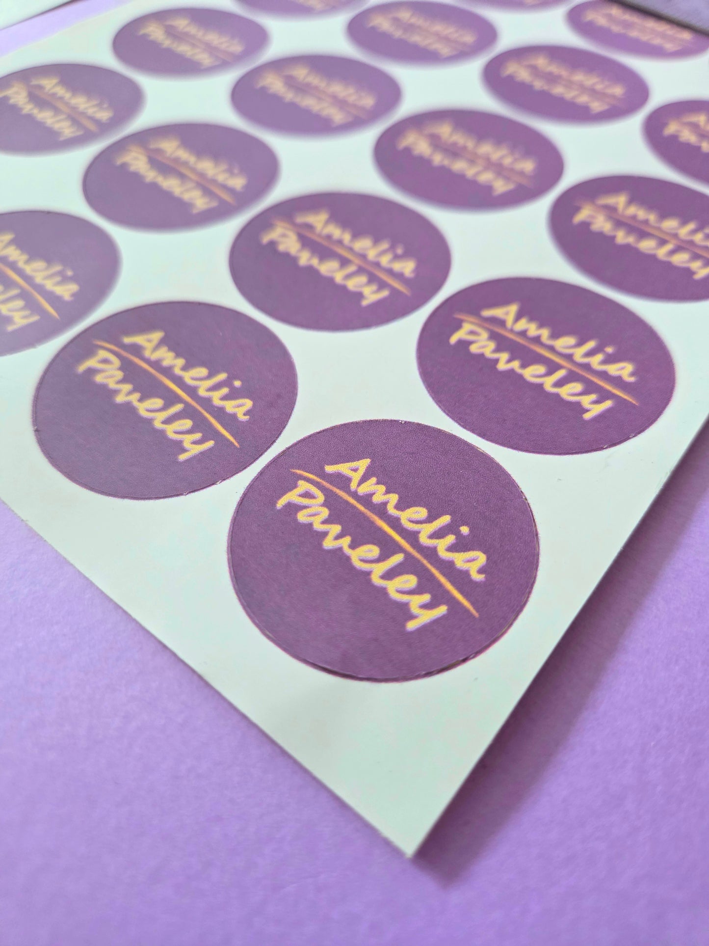 Custom Logo Stickers 37mm - 24 Round Business Stickers, Personalized Circle Labels, Branding Sticker Sheet, Small Business Packaging Labels