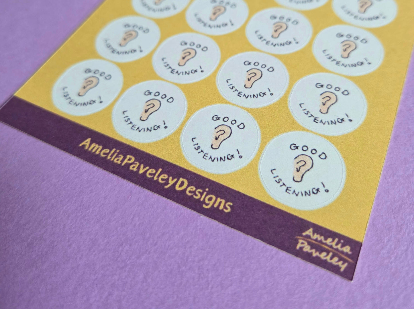 Good Listening Reward Stickers | Classroom Reward Chart Stickers | Teacher Stickers for Kids | Positive Behaviour