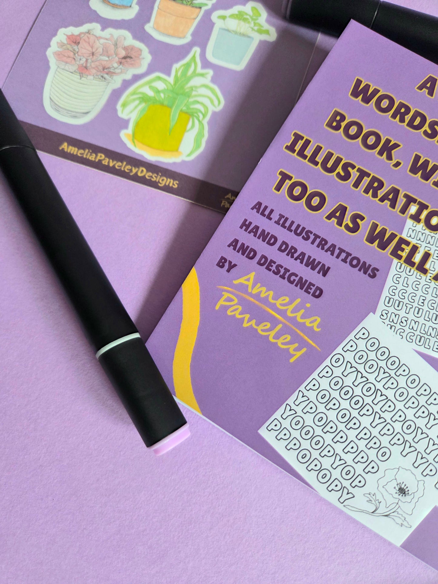 Cozy Plants Activity Bundle – Mini Colouring Word Search Book + 2 House Plant Sticker Sheets | Cute Cottagecore Stationery Gift