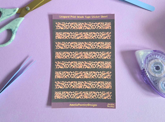 Leopard Print Washi Tape Strips Sticker Sheet – Aesthetic Journal & Scrapbook Decorative Stickers