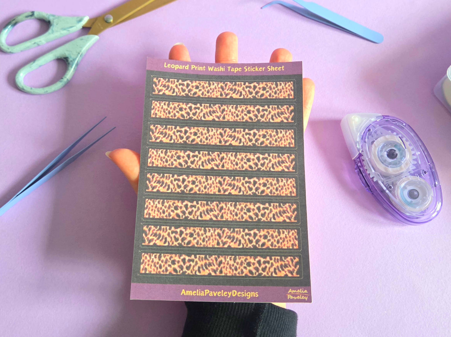 Leopard Print Washi Tape Strips Sticker Sheet – Aesthetic Journal & Scrapbook Decorative Stickers