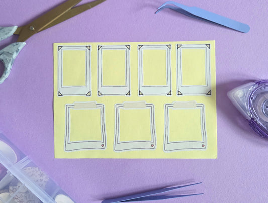 Polaroid Frame Stickers A5 Sheet Design 1 | Journal Scrapbook Stickers | Printable Photo Frame Stickers for Crafts | Planner Decor | Cute Polaroid Frames